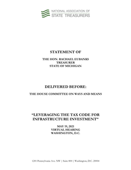 Tax Code for Infrastructure Investment, Rachael Eubanks