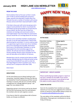 High Lane U3a Newsletter