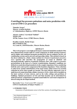 Centrifugal Fan Pressure Pulsations and Noise Prediction with a Novel CFD-CAA Procedure