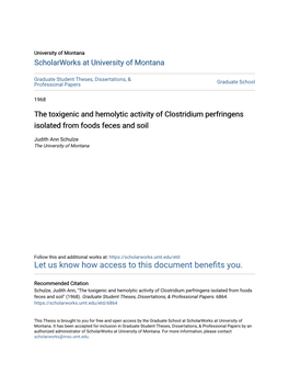 The Toxigenic and Hemolytic Activity of Clostridium Perfringens Isolated from Foods Feces and Soil