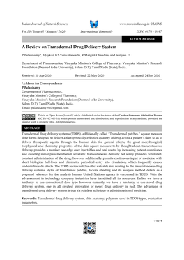 A Review on Transdermal Drug Delivery System
