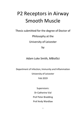 P2 Receptors in Airway Smooth Muscle