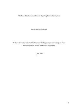 The Role of the Romanian Press in Reporting Political Corruption