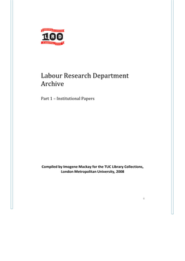 Labour Research Department Archive