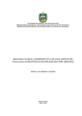 BIOLOGIA FLORAL E REPRODUTIVA DE UMA ESPÉCIE DE Psittacanthus (LORANTHACEAE) POLINIZADA POR ABELHAS