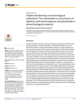 Hidden Biodiversity in Entomological Collections: the Overlooked Co-Occurrence of Dipteran and Hymenopteran Ant Parasitoids in Stored Biological Material