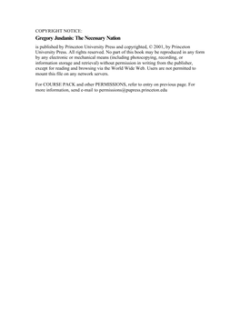 Gregory Jusdanis: the Necessary Nation Is Published by Princeton University Press and Copyrighted, © 2001, by Princeton University Press