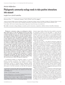 Phylogenetic Community Ecology Needs to Take Positive Interactions Into Account Insights from Colorful Butterflies