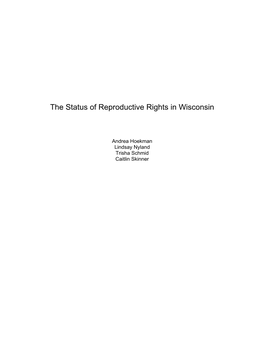 The Status of Reproductive Rights in Wisconsin