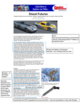 Diesel Futures Forget the Black Soot and Smoke