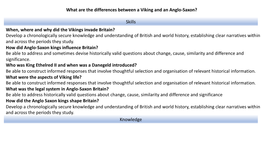 What Are the Differences Between a Viking and an Anglo-Saxon? Skills Knowledge When, Where and Why Did the Vikings Invade Britai