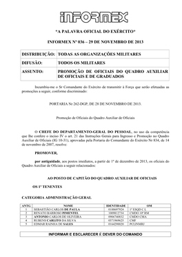 Promoção De Oficiais Do Quadro Auxiliar De Oficiais E De Graduados