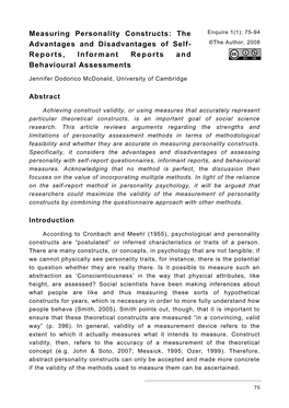 Measuring Personality Constructs: the Advantages