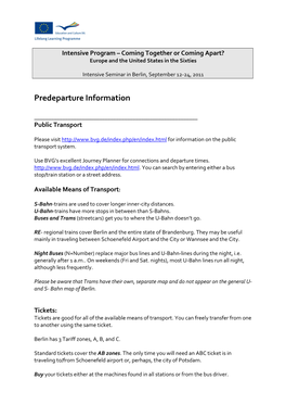 Predeparture Information