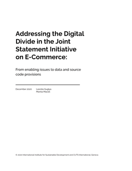 Addressing the Digital Divide in the Joint Statement Initiative on E-Commerce