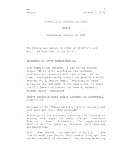 Senate Session Transcript for 01/09/2019