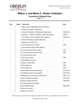 Milton J. and Mona C. Hinton Collection