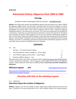 Astrometry History: Hipparcos from 1964 to 1980 Erik Høg