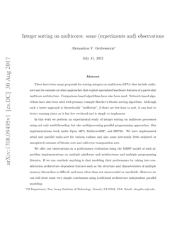 Integer Sorting on Multicores: Some (Experiments And) Observations