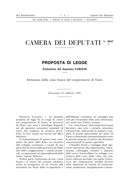 Progetto Di Legge Della XIII Legislatura