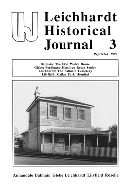 Leichhardt Historical Journal 3 Reprinted 1992