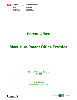 Patent Office: Manual of Patent Office Practice