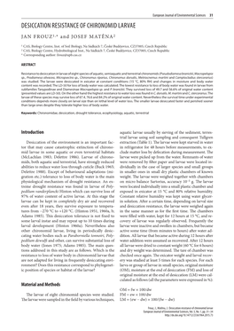 Desiccation Resistance of Chironomid Larvae