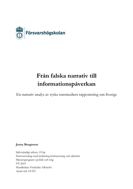 Från Falska Narrativ Till Informationspåverkan