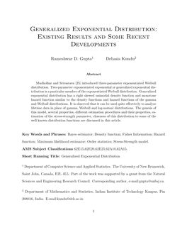 Generalized Exponential Distribution: Existing Results and Some Recent Developments