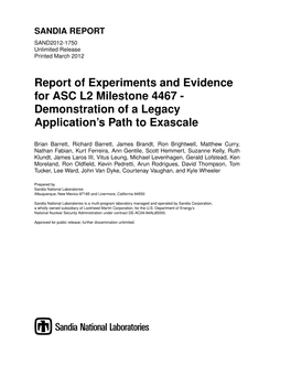 Report of Experiments and Evidence for ASC L2 Milestone 4467 - Demonstration of a Legacy Application’S Path to Exascale