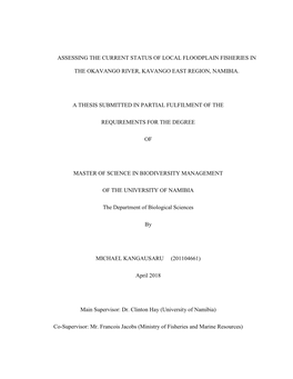 Assessing the Current Status of Local Floodplain Fisheries In