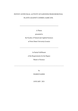 Potent Antifungal Activity of Saponins from Medicinal