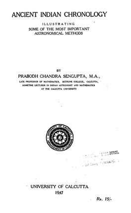 Ancient Indian Chronology Illustrating Some of the Most Important Astronomical Methods