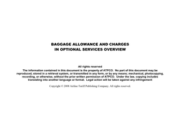 Baggage Allowance and Charges in Optional Services Overview