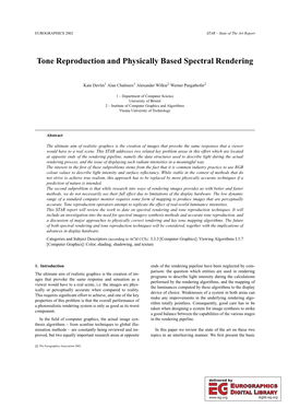 Tone Reproduction and Physically Based Spectral Rendering