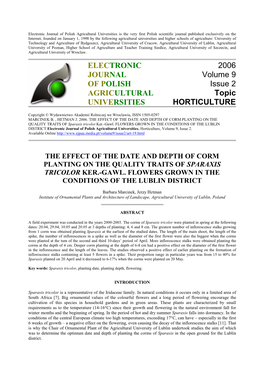 Electronic Journal of Polish Agricultural Universities