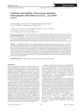 Dissolution and Solubility of the Arsenate-Phosphate