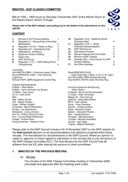 Minutes - Isaf Classes Committee