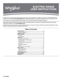 Electric Range User Instructions