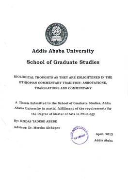 Addis Ababa University School of Graduate Studies