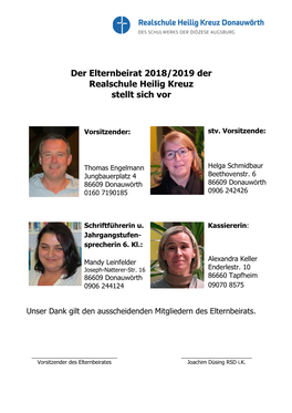 Der Elternbeirat 2018/2019 Der Realschule Heilig Kreuz Stellt Sich Vor