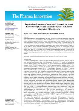 Population Dynamics of Associated Fauna of Lac Insect Kerria Lacca