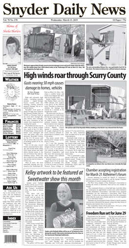 High Winds Roar Through Scurry County Weather Gusts Nearing 50 Mph Causes Damage to Homes, Vehicles by Steve Reagan Park on West U.S