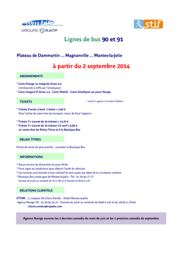 Lignes De Bus 90 Et 91 À Partir Du 2 Septembre 2014