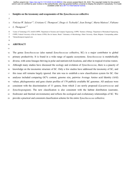 Insights on the Taxonomy and Ecogenomics of the Synechococcus Collective