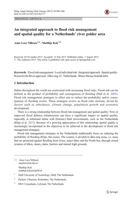 An Integrated Approach to Flood Risk Management and Spatial Quality for a Netherlands' River Polder Area