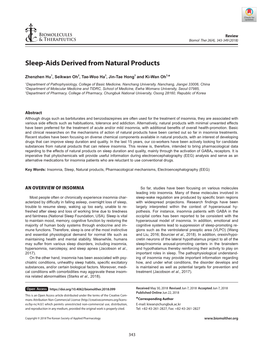 Sleep-Aids Derived from Natural Products