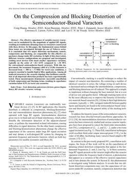 On the Compression and Blocking Distortion of Semiconductor-Based Varactors Cong Huang, Member, IEEE, Koen Buisman, Member, IEEE, Peter J