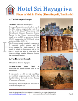 Places to Visit in Trichy (Tiruchirapalli, Tamilnadu)