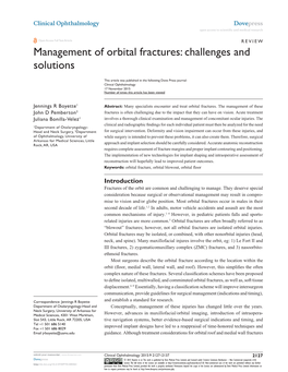 Management of Orbital Fractures: Challenges and Solutions